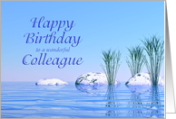 For a Colleague, a Spa Like,Tranquil, Blue Birthday card