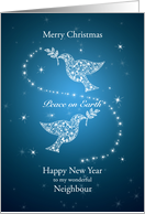Neighbour, Doves of Peace Christmas UK Spelling card