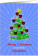 My Grandson, Wine Glasses Christmas tree card