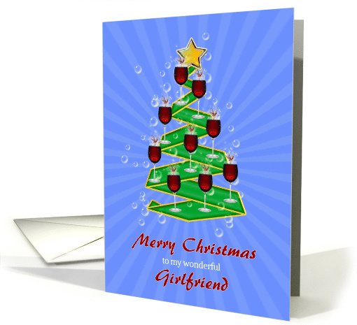 Girlfriend, Wine Glasses Christmas tree card (1550010)