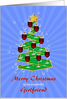 Girlfriend, Wine Glasses Christmas tree card