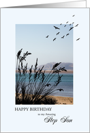 Step-son Birthday, Seaside Scene card