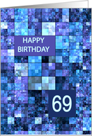 69th Birthday, Blue Squares, card