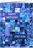 Step Son Birthday, Blue Squares, card