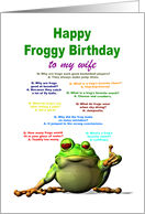 Wife, Birthday, Frog Jokes card