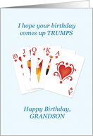 Grandson, Birthday, Hearts Trumps Whist card