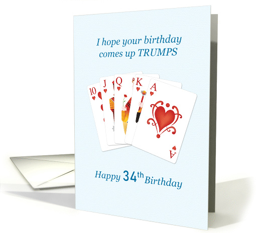 34th Birthday, Hearts Trumps Whist card (1616024)
