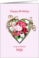 Wife Birthday Antique Painted Roses card