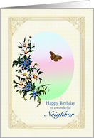 Neighbor Birthday Flowers and Butterfly card