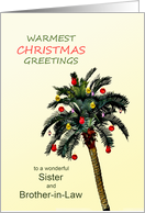 Sister and Brother-in-Law Warmest Christmas Greetings Palm Tree card