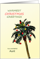 Aunt Warmest Christmas Greetings Palm Tree card