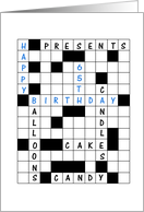 65th Birthday Crossword Puzzle card