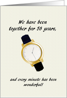 58th Wedding Anniversary Spouse Wrist Watch Every Wonderful Minute card