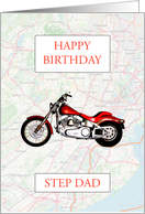 Step Dad Birthday with Map and Motorbike card