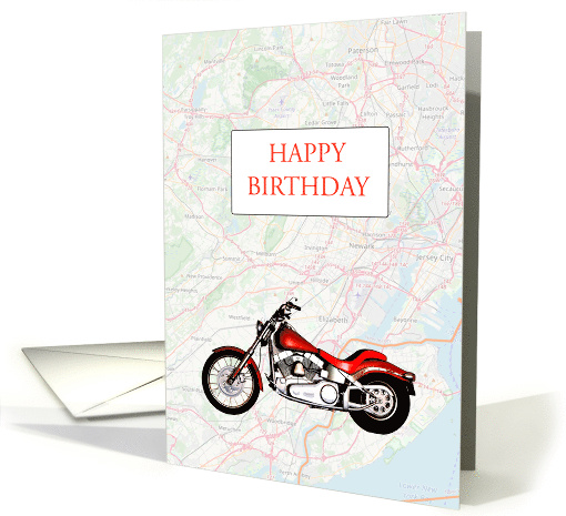 Birthday with Map and Motorbike card (1633062)