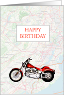 Birthday with Map and Motorbike card