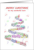 Twin Sheet Music with a Stave Christmas card