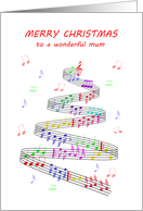 Mum Sheet Music with a Stave Christmas card
