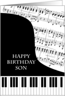 Son Piano and Music Birthday card