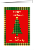 Son and his Family Tartan Christmas Tree card