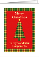 Godparents Tartan Christmas Tree card
