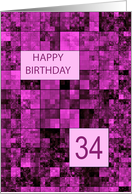 34th Birthday Pink Pattern card
