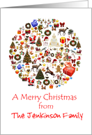 Add a Name From Circle of Christmas Presents Reindeer Santa card