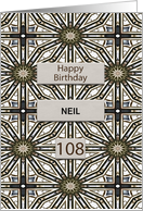 108th Birthday Add a Name Abstract Mandala Design card