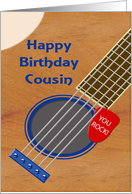 Cousin Guitar Player Birthday Plectrum Tucked into Strings card