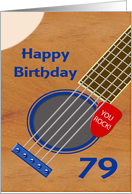 79th Birthday Guitar Player Plectrum Tucked into Strings card