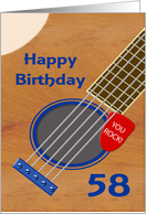 58th Birthday Guitar Player Plectrum Tucked into Strings card