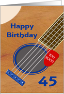 45th Birthday Guitar Player Plectrum Tucked into Strings card