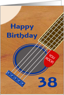 38th Birthday Guitar Player Plectrum Tucked into Strings card