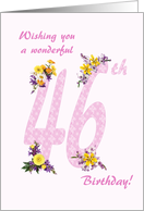 46th Birthday Flower Decorated Numbers card