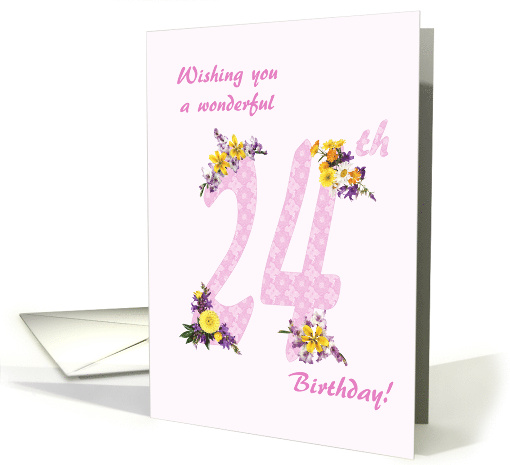 24th Birthday Flower Decorated Numbers card (1693256)
