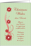 Parents Christmas Wishes Scrolling Flowers card