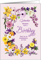 Godmother Birthday Flower Frame Assorted Garden Blooms card