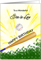 Son in Law Birthday Baseball Bat Hitting a Ball card