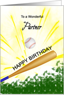 Partner Birthday Baseball Bat Hitting a Ball card