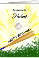 Husband Birthday Baseball Bat Hitting a Ball card