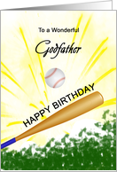 Godfather Birthday Baseball Bat Hitting a Ball card