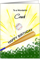 Coach Birthday Baseball Bat Hitting a Ball card