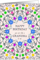 Like A Grandma To Me Abstract Flowers Birthday card