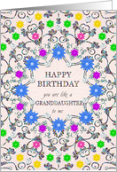 Like A Granddaughter To Me Abstract Flowers Birthday card