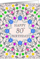 80th Birthday Abstract Flowers card