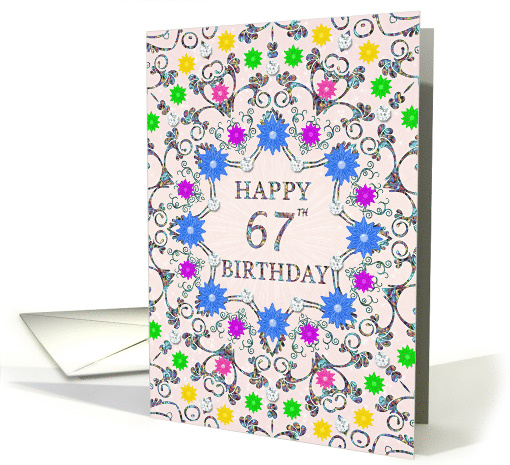 67th Birthday Abstract Flowers card (1728282)