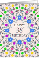 38th Birthday Abstract Flowers card