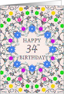 34th Birthday Abstract Flowers card