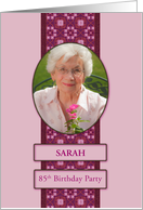 85th Pink Birthday Party Invitation Add a Picture and Name card
