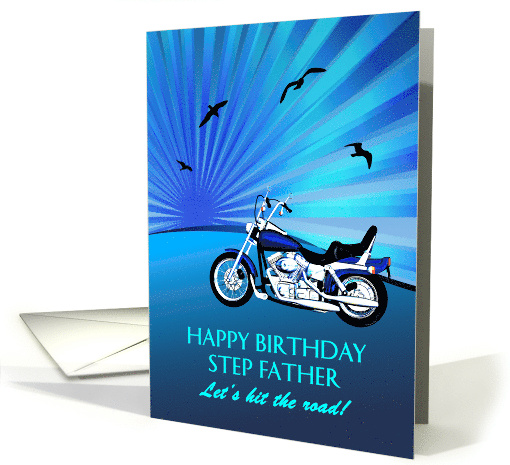 Stepfather Birthday Motorbike Sunset card (1739852)